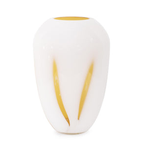 Howard Elliott Grasberg Glass Vase: Contemporary Artistic Design With Bold Orange Accents For Stunning Home Décor White Glass 44053-howard-elliott