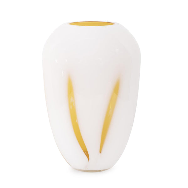 Howard Elliott Grasberg Glass Vase: Contemporary Artistic Design With Bold Orange Accents For Stunning Home Décor White Glass 44053-howard-elliott