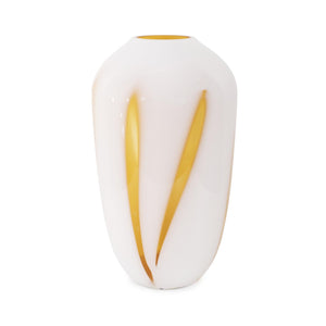 Howard Elliott Grasberg Glass Vase: Contemporary Artistic Design With Bold Orange Accents For Stunning Home Décor White Glass 44054-howard-elliott