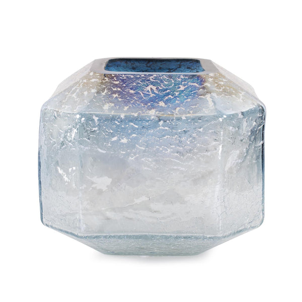 Howard Elliott Lonsdale Iridescent Glass Vase - Modern Geometric Design For Stylish Home Decor & Dynamic Displays Blue Glass 44059-howard-elliott