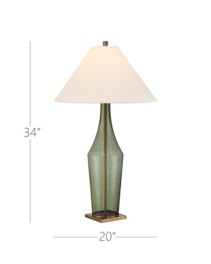 Currey & Company Olive Green Table Lamp - Elegant Glass Design, Antique Brass Base, 33.5" Tall - Warm Home Accent Green Glass ,Metal 6000-1010-currey-company