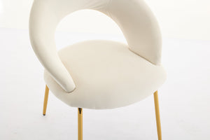 English Elm 061-Set Of 1 Elegant White Velvet Dining Chair With Curved Backrest & Luxe Gold Metal Legs For Style W527P255475