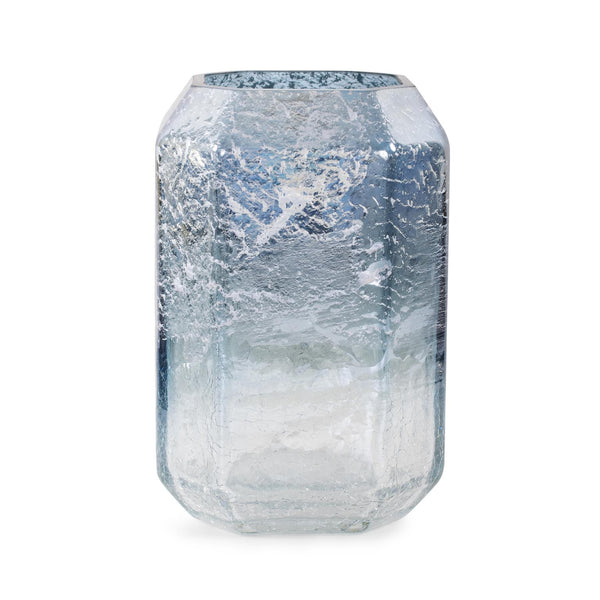 Howard Elliott Lonsdale Iridescent Glass Vase - Modern Geometric Design For Stylish Home Decor & Dynamic Displays Blue Glass 44060-howard-elliott