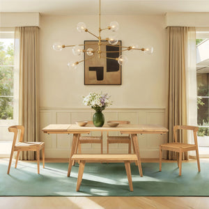 English Elm Jennifer Taylor Home - Capri Handcrafted Oak Dining Chair with Curved Back and Woven Natural Fiber Seat, Sculptural Elegance Brown B2719P395563