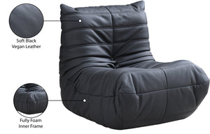 Meridian Furniture Relax Accent Chair with Deep Foam Seat Cocoon Silhouette for Modern Living Spaces Black Vegan Leather 44063Black-C