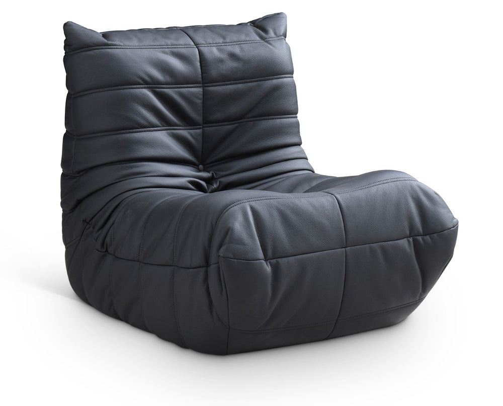 Meridian Furniture Relax Accent Chair with Deep Foam Seat Cocoon Silhouette for Modern Living Spaces Black Vegan Leather 44063Black-C