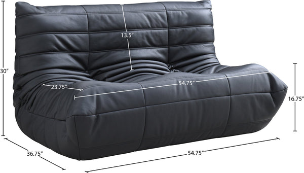 Meridian Furniture Relax Vegan Leather Loveseat with Plush Foam Cushioning for Modern Contemporary Living Spaces Black 44063Black-L