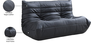 Meridian Furniture Relax Vegan Leather Loveseat with Plush Foam Cushioning for Modern Contemporary Living Spaces Black 44063Black-L