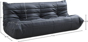 Meridian Furniture Relax Vegan Leather Sofa with Plush Foam Cushions for Modern Contemporary Living Rooms Black 44063Black-S
