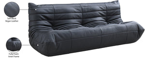 Meridian Furniture Relax Vegan Leather Sofa with Plush Foam Cushions for Modern Contemporary Living Rooms Black 44063Black-S