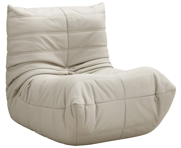 Meridian Furniture Relax Accent Chair with Deep Foam Seat Cocoon Silhouette for Modern Living Spaces Cream Vegan Leather 44063Cream-C