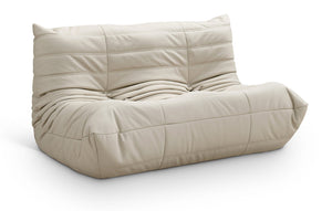 Meridian Furniture Relax Vegan Leather Loveseat with Plush Foam Cushioning for Modern Contemporary Living Spaces Cream 44063Cream-L