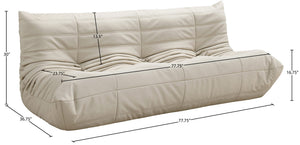 Meridian Furniture Relax Vegan Leather Sofa with Plush Foam Cushions for Modern Contemporary Living Rooms Cream 44063Cream-S