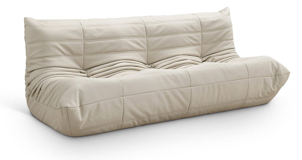 Meridian Furniture Relax Vegan Leather Sofa with Plush Foam Cushions for Modern Contemporary Living Rooms Cream 44063Cream-S