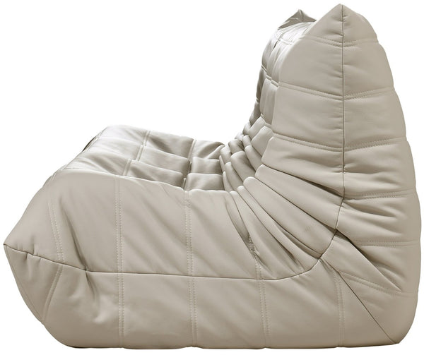 Meridian Furniture Relax Vegan Leather Sofa with Plush Foam Cushions for Modern Contemporary Living Rooms Cream 44063Cream-S