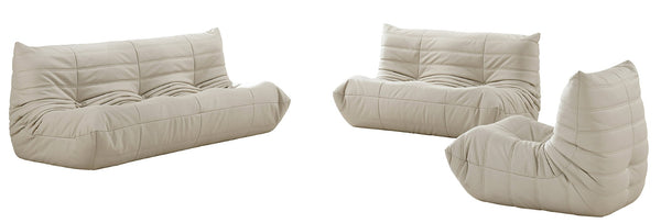 Meridian Furniture Relax Vegan Leather Sofa with Plush Foam Cushions for Modern Contemporary Living Rooms Cream 44063Cream-S
