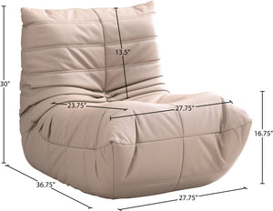 Meridian Furniture Relax Accent Chair with Deep Foam Seat Cocoon Silhouette for Modern Living Spaces Tan Vegan Leather 44063Tan-C
