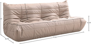 Meridian Furniture Relax Vegan Leather Sofa with Plush Foam Cushions for Modern Contemporary Living Rooms Tan 44063Tan-S