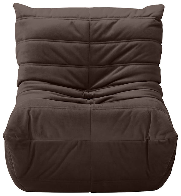 Meridian Furniture Relax Accent Chair with Deep Foam Seat Cocoon Silhouette for Modern Living Spaces Brown Velvet 44064Brown-C