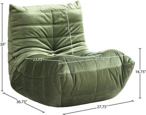 Meridian Furniture Relax Accent Chair with Deep Foam Seat Cocoon Silhouette for Modern Living Spaces Green Velvet 44064Green-C