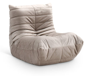 Meridian Furniture Relax Accent Chair with Deep Foam Seat Cocoon Silhouette for Modern Living Spaces Taupe Velvet 44064Taupe-C