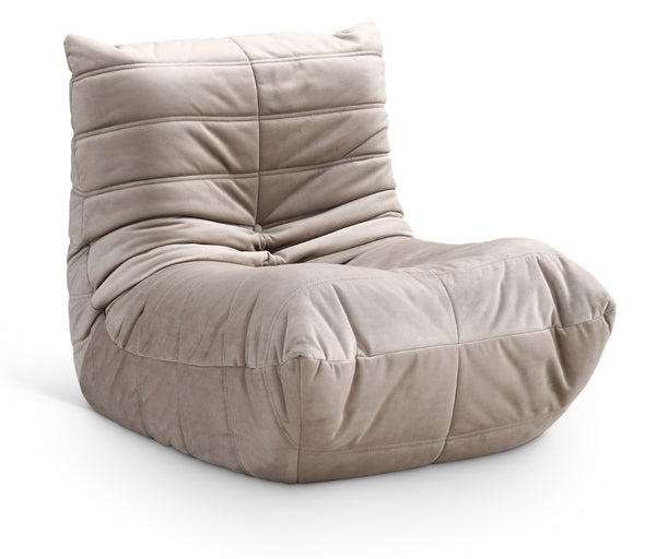 Meridian Furniture Relax Accent Chair with Deep Foam Seat Cocoon Silhouette for Modern Living Spaces Taupe Velvet 44064Taupe-C