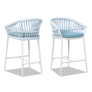 English Elm Jennifer Taylor Home - Maiden 27" Set Of 2 Coastal Counter Stools In Sky Blue - Stylish, Durable, All-Weather Seating B2719P245993