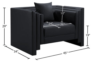 Meridian Furniture Everett Accent Chair with Plush Cushioning and Solid Wood Frame for Modern Living Spaces Black Vegan Leather 44067Black-C