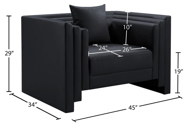 Meridian Furniture Everett Accent Chair with Plush Cushioning and Solid Wood Frame for Modern Living Spaces Black Vegan Leather 44067Black-C