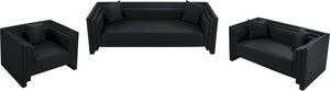 Meridian Furniture Everett Accent Chair with Plush Cushioning and Solid Wood Frame for Modern Living Spaces Black Vegan Leather 44067Black-C
