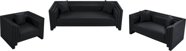 Meridian Furniture Everett Accent Chair with Plush Cushioning and Solid Wood Frame for Modern Living Spaces Black Vegan Leather 44067Black-C