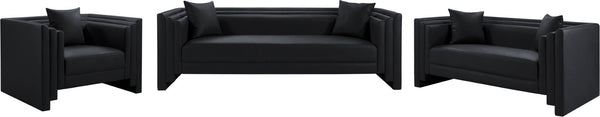 Meridian Furniture Everett Accent Chair with Plush Cushioning and Solid Wood Frame for Modern Living Spaces Black Vegan Leather 44067Black-C