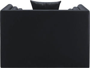 Meridian Furniture Everett Accent Chair with Plush Cushioning and Solid Wood Frame for Modern Living Spaces Black Vegan Leather 44067Black-C