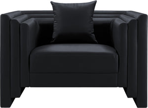 Meridian Furniture Everett Accent Chair with Plush Cushioning and Solid Wood Frame for Modern Living Spaces Black Vegan Leather 44067Black-C