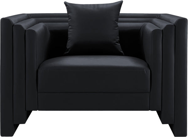 Meridian Furniture Everett Accent Chair with Plush Cushioning and Solid Wood Frame for Modern Living Spaces Black Vegan Leather 44067Black-C
