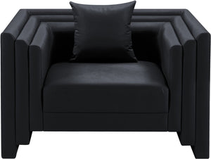 Meridian Furniture Everett Accent Chair with Plush Cushioning and Solid Wood Frame for Modern Living Spaces Black Vegan Leather 44067Black-C