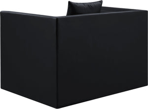 Meridian Furniture Everett Accent Chair with Plush Cushioning and Solid Wood Frame for Modern Living Spaces Black Vegan Leather 44067Black-C