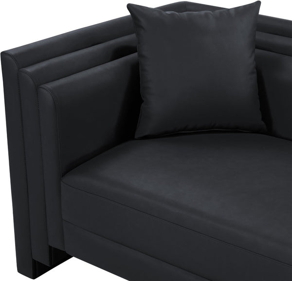 Meridian Furniture Everett Accent Chair with Plush Cushioning and Solid Wood Frame for Modern Living Spaces Black Vegan Leather 44067Black-C
