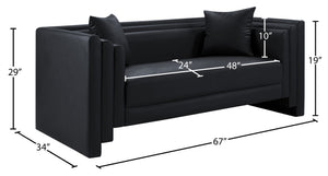 Meridian Furniture Everett Vegan Leather Compact Sofa with Solid Wood Frame for Modern Living Rooms 44067Black-L