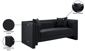 Meridian Furniture Everett Vegan Leather Compact Sofa with Solid Wood Frame for Modern Living Rooms 44067Black-L