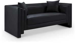 Meridian Furniture Everett Vegan Leather Compact Sofa with Solid Wood Frame for Modern Living Rooms 44067Black-L