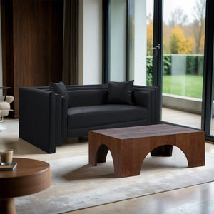 Meridian Furniture Everett Vegan Leather Compact Sofa with Solid Wood Frame for Modern Living Rooms 44067Black-L