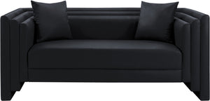 Meridian Furniture Everett Vegan Leather Compact Sofa with Solid Wood Frame for Modern Living Rooms 44067Black-L