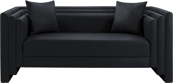 Meridian Furniture Everett Vegan Leather Compact Sofa with Solid Wood Frame for Modern Living Rooms 44067Black-L