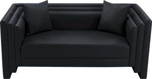 Meridian Furniture Everett Vegan Leather Compact Sofa with Solid Wood Frame for Modern Living Rooms 44067Black-L