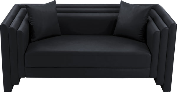 Meridian Furniture Everett Vegan Leather Compact Sofa with Solid Wood Frame for Modern Living Rooms 44067Black-L