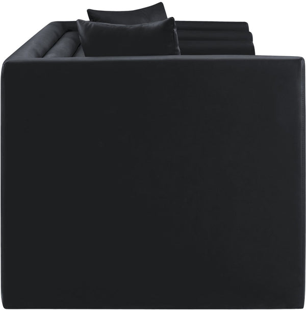 Meridian Furniture Everett Vegan Leather Compact Sofa with Solid Wood Frame for Modern Living Rooms 44067Black-L