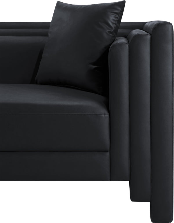 Meridian Furniture Everett Vegan Leather Compact Sofa with Solid Wood Frame for Modern Living Rooms 44067Black-L