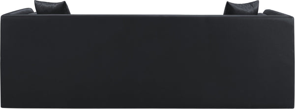 Meridian Furniture Everett Contemporary Vegan Leather Three Seat Sofa with Structured Back for Living Rooms 44067Black-S