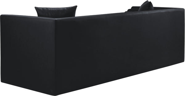 Meridian Furniture Everett Contemporary Vegan Leather Three Seat Sofa with Structured Back for Living Rooms 44067Black-S